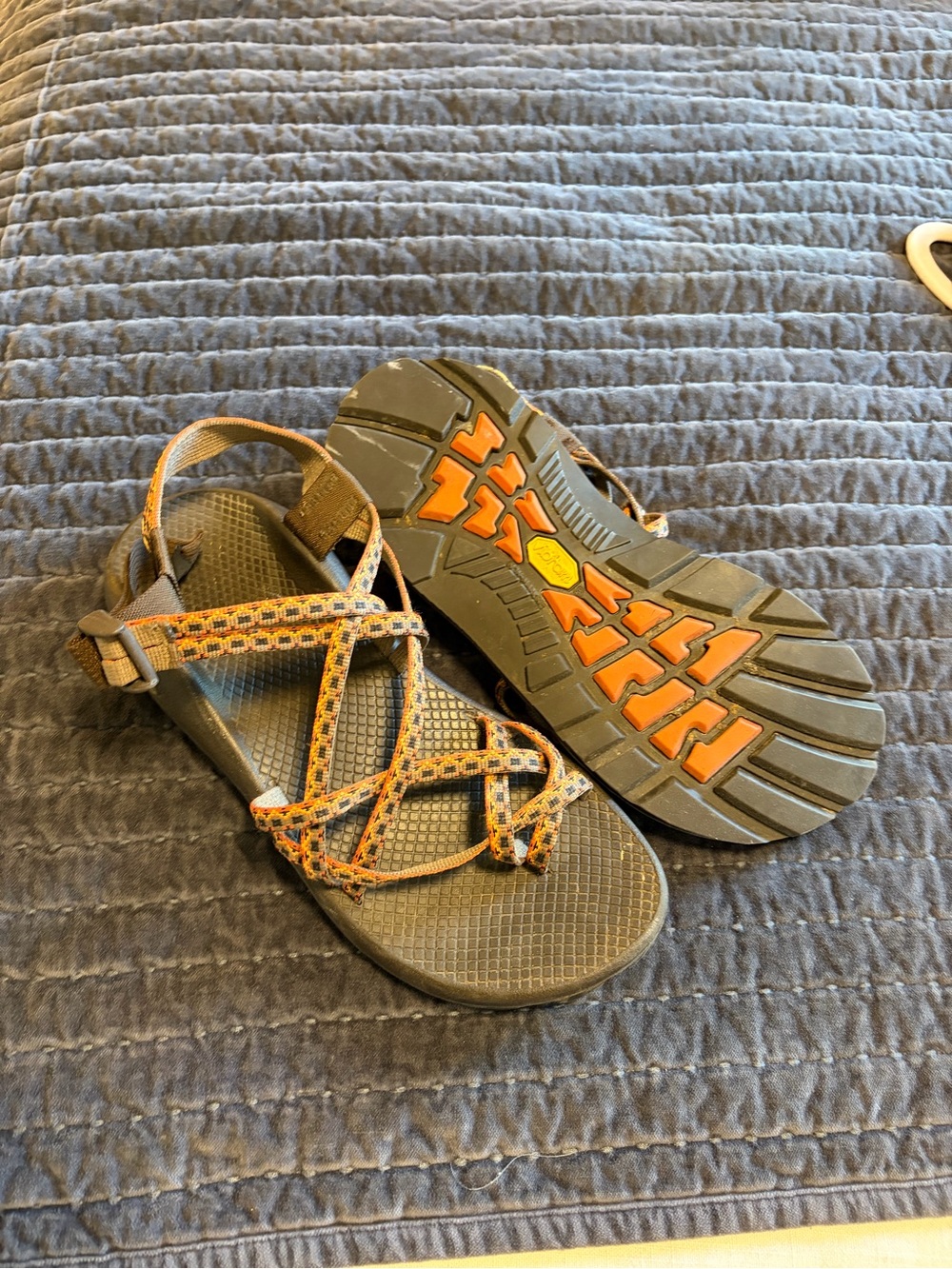 Chaco Women's Strappy Sandals in Brown with Orange Accents